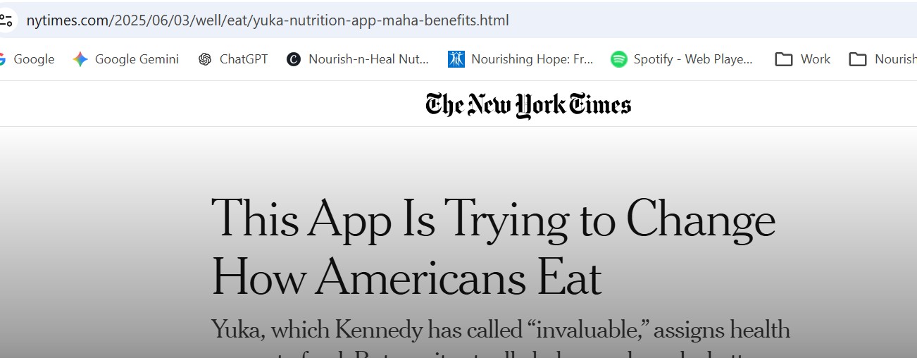 New York Times article: This App Is Trying to Change How Americans Eat